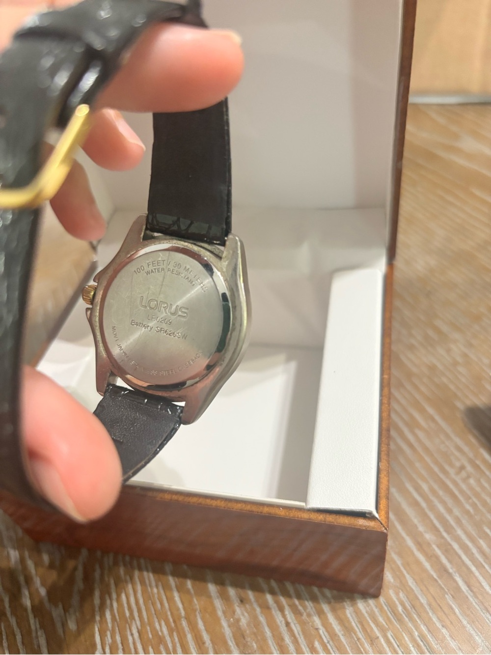 Lorus Black Dial Men's Watch with Gold-Tone Bezel and Black Leather Strap - Picture 3 of 3